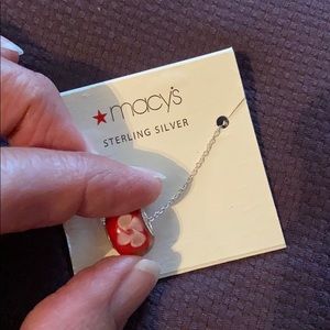 Sterling silver 18 inch chain. Glass pendant